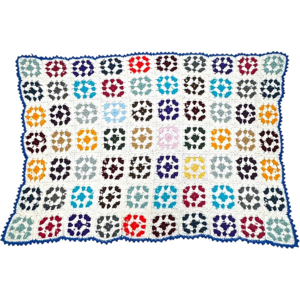 Multicolor Crochet Granny Squares Blanket 46x67